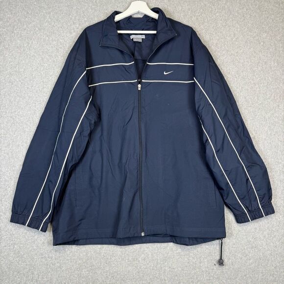 Vintage Nike Men's Size 2XL XXL Blue Full Zip Track Windbreaker Jacket Athletic - Picture 1 of 7